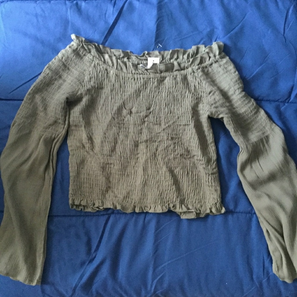 Olive green off the shoulder top